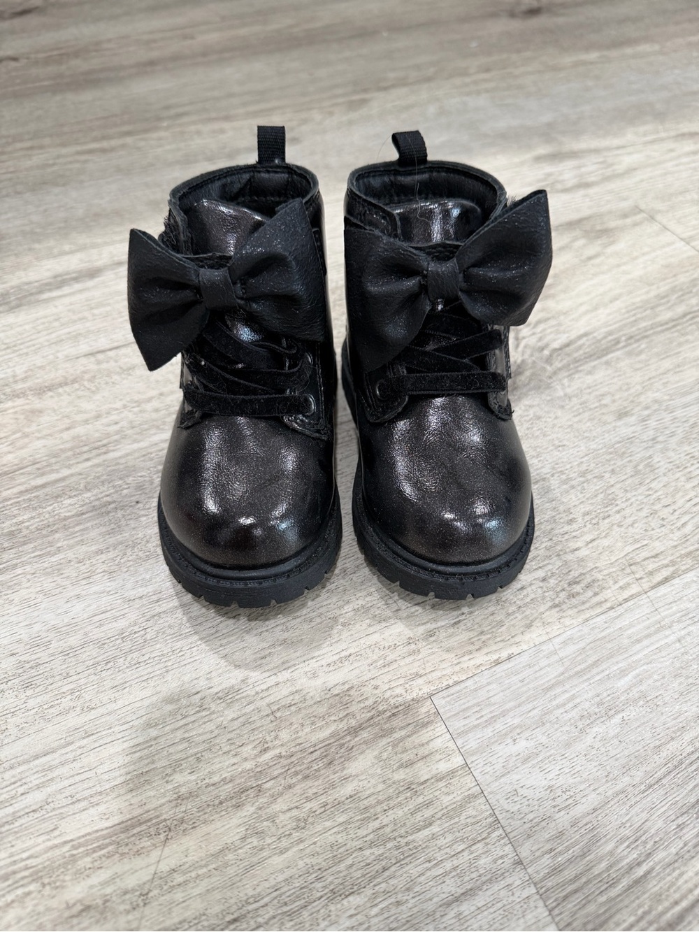 Carter's Black Girls Bow Lace-Up Boots